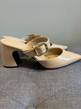 Charles and Keith Classic Pointed-Toe Mary Jane Heels in Beige